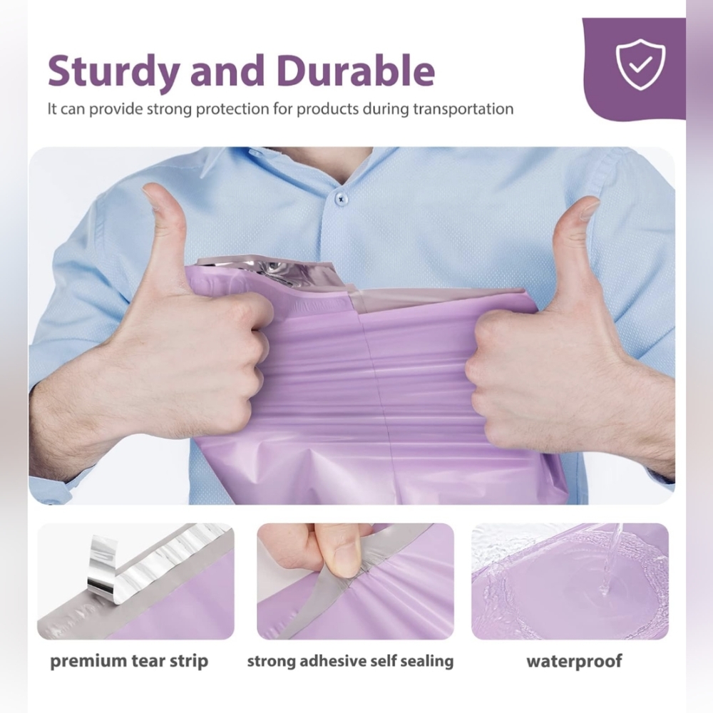 25 10X13 Poly Mailers Purple Waterproof - Picture 3 of 4